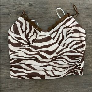 Princess Polly brown zebra print crop top going out top
